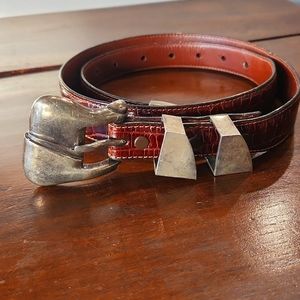 Barry Kieselstein-Cord sterling silver buckle and brown alligator belt